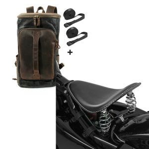 Set: Gepäckrolle für Harley Rocker / C Hecktasche Craftride VG7 schwarz + Solo Federsattel für Harley Davidson Rocker / C BR1 Craftride_1