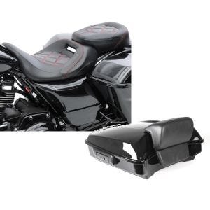 Set: Sitzbank für Harley Road Glide Special 15-21 Craftride RH3 schwarz-rot + Topcase für Harley Road Glide Special 15-21 Craftride Razor GB2 schwarz_1