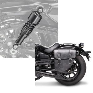 Set: Stoßdämpfer 10,5 Zoll Harley Sportster 883 Iron 09-20 Federbeine von Craftride schwarz + Satteltasche Harley Sportster 883 Iron Texas Craftride 10Ltr links in schwarz_1