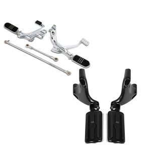 Set: Vorverlegte Fußrastenanlage für Harley Sportster 883 04-10 Craftride chrom + Sozius Fussrasten Set mit Halter für Harley Sportster 883 04-10 BL1 Craftride_1