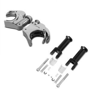 Set: Windschild Klammern 49mm für Harley-Davidson Softail Standard 20-21 Windschutzscheiben chrom Craftride + Sozius Fussrasten-Halter für Harley Davidson Softail 18-21 Craftride schwarz_1