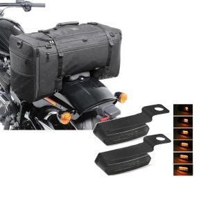Set: Hecktasche für Harley Breakout /114 SQ1 Craftride 52l schwarz + Lenkerblinker für Harley Davidson Breakout / Fat Boy / 114 Lauflicht Blinker LED Lumitecs TS4 getönt_1