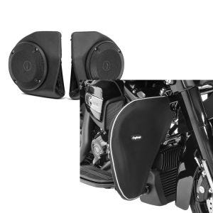 Set: Lautsprecher-Kit für Harley-Davidson King Tour Pak Topcase Road King 14-21 Craftride schwarz + Sturzbügel Spritzschutz für Harley Road King 94-21 Beinwärmer Craftride_1