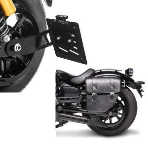 Set: Seitlicher Kennzeichenhalter für Yamaha XV 950 / R 14-20 Craftride schwarz + Satteltasche Yamaha XV 950 / R / Racer Texas Craftride 10Ltr links in schwarz_1