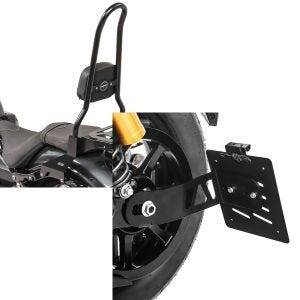 Set: Sissy Bar XL3 für Yamaha XV 950 / R 14-20 mit Gepäckträger schwarz Craftride + Seitlicher Kennzeichenhalter für Yamaha XV 950 / R 14-20 Craftride schwarz_1