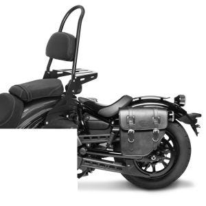 Set: Sissybar Yamaha XV 950 / R 14-20 Craftride Rider-L inkl. Gepäckträger schwarz + Satteltasche Yamaha XV 950 / R / Racer Texas Craftride 10Ltr links in schwarz_1