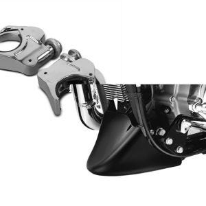 Set: Windschild Klammern 39mm für Harley Davidson Sportster 883 Iron 09-20 chrom Craftride + Bugspoiler für Harley Sportster 883 Iron 09-20 Craftride_1