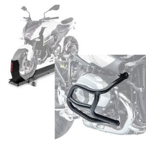 Set: Rangierschiene BMW R NineT Scrambler ConStands Smart-Mover mit Wippe grau + Sturzbügel für BMW R NineT Scrambler 16-21 Motoguard Schutzbügel_1