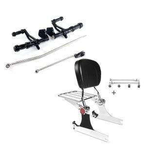 Set: Vorverlegte Fußrastenanlage für Harley Davidson Dyna 00-13 Craftride schwarz + Sissybar Harley Dyna Super Glide Custom 06-15 Craftride Fast Driver-L Flex inkl. Gepäckträger chrom_1