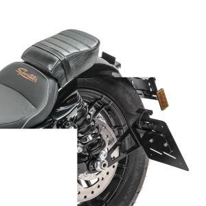 Set: Sozius Sitz mit Polsterung für Harley Sportster Forty-Eight 48/ 883 Iron Craftride + Kennzeichenhalter seitlich M für Harley Sportster Forty-Eight 48 Special 18-20 schwarz Craftride_1