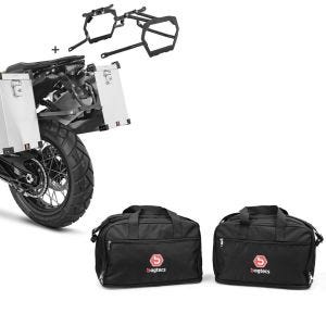 Set: Alu Koffer Set für BMW R 1200 GS 04-12 Namib 35-40 L mit  Kofferträger + Alukoffer Innentaschen für BMW R 1250 / 1200 GS / Adventure 04-21 Koffer Taschen Bagtecs MS1_1