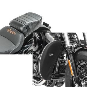 Set: Sozius Sitz mit Polsterung für Harley Sportster Forty-Eight 48/ 883 Iron Craftride + Sturzbügel Spritzschutz für Harley Davidson Sportster 883 Iron 09-20 Beinwärmer Craftride_1