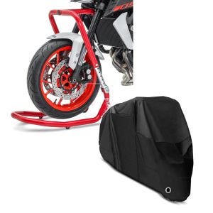 Set: Lenkkopfständer Montageständer Yamaha MT-07 13-21 ConStands V5 rot + Abdeckplane Yamaha MT-01  MT-03  MT-07 / Tracer  MT-10 Craftride XL in schwarz_1