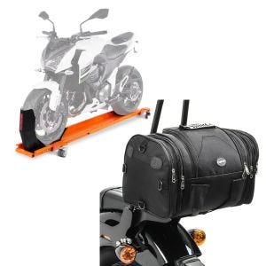 Set: Rangierschiene Harley Road King / Classic ConStands Smart-Mover mit Wippe orange + Hecktasche für Harley Road King / Classic Gepäckrolle Craftride RB1 24-30Ltr_1