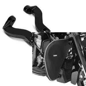 Set: Sozius Fussrasten-Halter für Harley Street Glide 06-21 schwarz Craftride + Sturzbügel Spritzschutz für Harley Street Glide 06-21 Beinwärmer Craftride_1