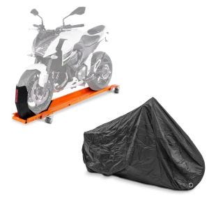 Set: Rangierschiene Harley CVO Limited ConStands Smart-Mover mit Wippe orange + Abdeckplane Harley Breakout / 114 CVO Limited Craftride XXXL schwarz_1