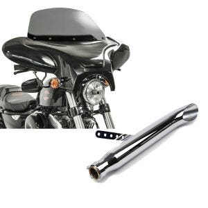 Set: Batwing Verkleidung für Triumph Speedmaster Craftride mit Windschild rauchgrau + Craftride Endschalldämpfer Triumph Speedmaster Caferacer Turn Out chrom_1