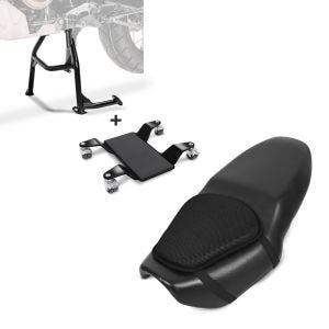 Set: Hauptständer + Rangierhilfe für Honda Africa Twin 1100 20-21 Constands Rangierplatte schwarz + Gel Sitzkissen M Tourtecs Universal Komfortkissen schwarz_1
