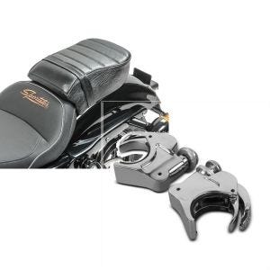 Set: Sozius Sitz mit Polsterung für Harley Sportster Forty-Eight 48/ 883 Iron Craftride + Windschild Klammern 39mm für Harley Davidson Sportster 883 Iron 09-20 chrom Craftride_1