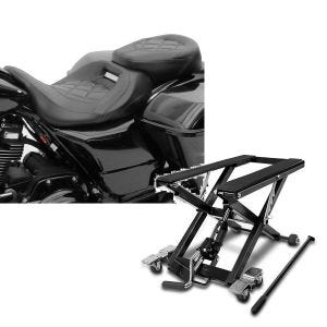 Set: Sitzbank für Harley Street Glide Special 15-21 Craftride RH3 schwarz + Hydraulische Hebebühne Harley Davidson Street Glide Special ConStands Mid-Lift XL schwarz_1