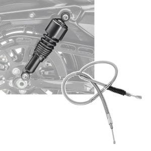 Set: Stossdämpfer 10,5" für Harley Sportster 883 Tieferlegung schwarz Craftride + Kupplungszug für Harley Sportster 883 86-09 Edelstahl/Nylon 150cm Craftride_1