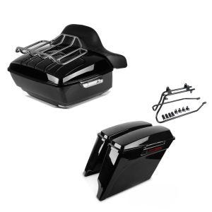 Set: Topcase King OLR für Harley Heritage Softail Classic / 114 schwarz Craftride + Seitenkoffer für Harley Davidson Heritage Softail Classic 88-17 Craftride Stretched LB inkl. Kofferträger_1