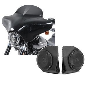 Set: Batwing Verkleidung BD8 für Harley Davidson Road King / Classic Craftride + Lautsprecher-Kit für Harley-Davidson King Tour Pak Topcase Road King 14-21 Craftride schwarz_1