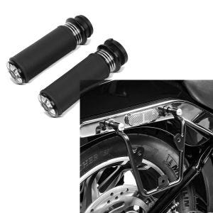 Set: Lenker-Griffe 1" Zoll Craftride HG2 CNC Alu für Harley-Davidson Softail Standard 20-21 Elektronischer Gasgriff + Satteltaschenhalter für Harley Davidson Softail 18-21 Abstandshalter re-li Craftride_1