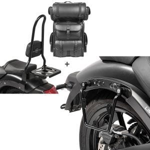 Set: Sissybar XL3 + Hecktasche LX für Kawasaki Vulcan S / Café 15-20 mit Gepäckträger Craftride + Satteltaschenhalter für Kawasaki Vulcan S / Café 15-20 rechts Satteltaschen Abstandshalter Craftride_1
