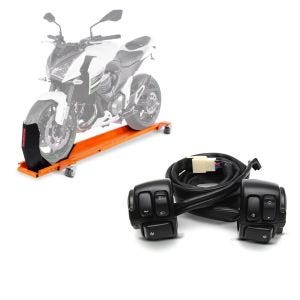 Set: Rangierschiene Harley Road King / Classic ConStands Smart-Mover mit Wippe orange + Lenkerschalter für Harley Davidson Road King 96-13 Lenkerarmatur schwarz Craftride_1