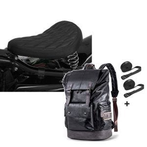 Set: Solo Federsattel für Harley Davidson Sportster 883 BR11 Craftride + Rucksack für Harley Davidson Sportster 883 / Custom Craftride RL3 schwarz_1