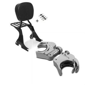 Set: Sissybar für Harley Davidson Sportster 883 Iron 09-20 Craftride inkl. Gepäckträger und Docking Kit schwarz + Windschild Klammern 39mm für Harley Davidson Sportster 883 Iron 09-20 chrom Craftride_1