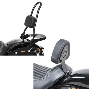 Set: Sissybar Harley Softail Street Bob 18-21 Craftride Fast Rider-L inkl. Gepäckträger schwarz + Fahrer Sissybar für Harley Davidson Softail Street Bob 18-21 Fahrer Rückenlehne Craftride_1