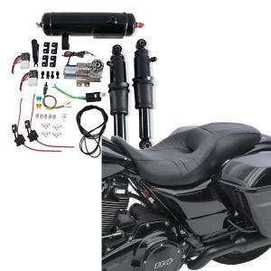 Set: Luftfederung Fahrwerk für Harley Electra Glide Ultra Classic 94-20 mit Tank Craftride + Sitzbank für Harley Davidson Electra Glide Ultra Classic 08-20 XG4 Doppel Sitz Craftride_1
