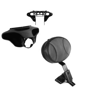 Set: Batwing Verkleidung für Harley Davidson Electra Glide Ultra Classic 96-13 Craftride Innen und Aussen schwarz + Fahrer Rückenlehne Round für Harley Electra Glide Ultra Classic 97-16 Craftride_1