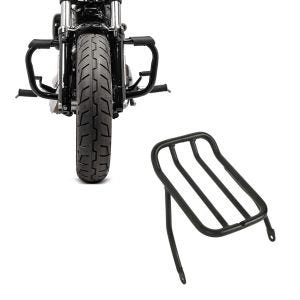 Set: Sturzbügel für Harley Davidson Sportster 1200 Nightster (XL 1200 N) 08-12 Craftride Mustache schwarz + Gepäckträger Rear Rack für Harley Davidson Sportster 2007-2020 schwarz Craftride_1