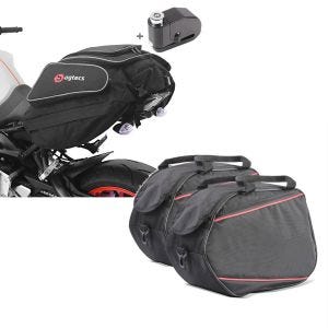 Set: Set ST2 Hecktasche X50 und Alarm Bremsscheibenschloss für BMW S 1000 R / RR / XR Bagtecs + Seitenkoffer Innentaschen 2x20L für BMW S 1000 XR_1