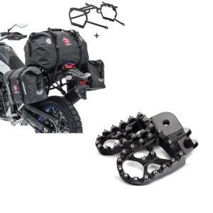 Set: Satteltaschen Set WP8 für BMW R 1200 GS 04-12 mit Hecktasche und Kofferträger Bagtecs + Fußrasten für BMW R 1200 GS Xdure FF6 Aluminium 57mm schwarz_1