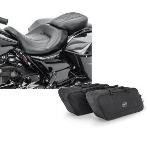 Set: Sitzbank für Harley Road King 09-21 Komfortsitzbank Craftride CV schwarz + Koffer Innentaschen für Harley Road King 94-21 Craftride BG1 Paar_1