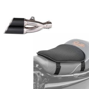 Set: Zaddox Auspuff Honda NC 750 S / X Endschalldämpfer Twin schwarz + Gel Sitzkissen Honda NC 750 / 700 S / X Komfortkissen M Tourtecs schwarz_1