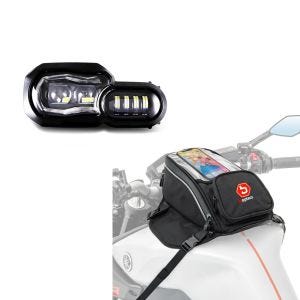 Set: LED Scheinwerfer für BMW F 700 GS 13-17 Hauptscheinwerfer mit ECE Lumitecs QL2 + Tankrucksack für BMW F 750 / 700 / 650 GS Bagtecs MR4 9Ltr_1