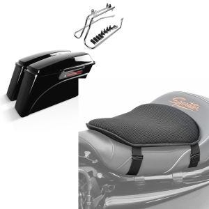 Set: Set mit Seitenkoffer und Kofferträger CR für Harley Fat Boy 90-17 LB Craftride + Gel Sitzkissen Harley Fat Boy / 114 Komfortkissen M Tourtecs schwarz_1