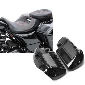 Set: Sitzbank für Harley Road Glide Special 15-21 Craftride RH3 schwarz-rot + Beinschild für Harley Davidson Road Glide Special 15-21 Craftride belüftet schwarz_1