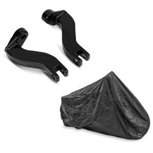 Set: Sozius Fussrasten-Halter für Harley Street Glide 06-21 schwarz Craftride + Abdeckplane Harley Street Glide / Special Craftride XXXL schwarz_1