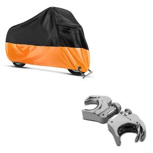 Sett: Frontrutebraketter 49mm egnet for Harley Davidson Sportster Forty-Eight 48 Special 18-20 frontruter krom Craftride + presenning for chopper / custom sykler DH1503 Craftride XL i svart-oransje