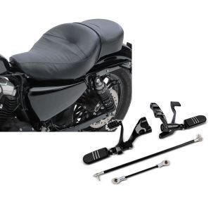Set: Doppel Sitzbank für Harley Davidson Sportster 1200 Nightster 10-12 CM Sitz Craftride + Vorverlegte Fußrastenanlage für Harley Sportster 1200 Nightster 08-12 Craftride schwarz_1