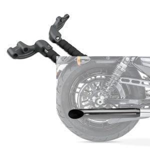 Set: Sozius Fussrasten Set mit Halter für Indian Scout, Sixty, Bobber 15-19 Craftride + Craftride Endschalldämpfer Indian Scout / Bobber / Sixty Caferacer Turn Out schwarz_1