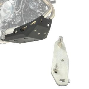 Sett: Motorbeskyttelse egnet for BMW F 750 GS 18-20 Motoguard aluminium frontspoiler undervognsbeskyttelse svart + adapterplate for ConStands Power BMW F 750 GS 18-20