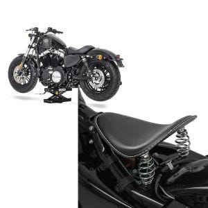 Set: Hebebühne für Honda Shadow VT 750 / 600 / 125 C Scherenheber ConStands Mini-Lift schwarz + Solo Federsattel für Honda Shadow VT 750 / 600 C BR1 Craftride_1