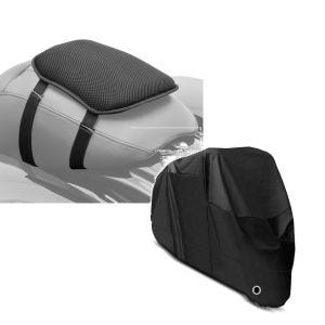 Set: Gel Sitzkissen Kawasaki Z 900 / RS / Cafe Komfortkissen S Tourtecs schwarz + Abdeckplane Kawasaki Z 900 / RS / Cafe  ZX-6R / 636 Craftride XL in schwarz_1